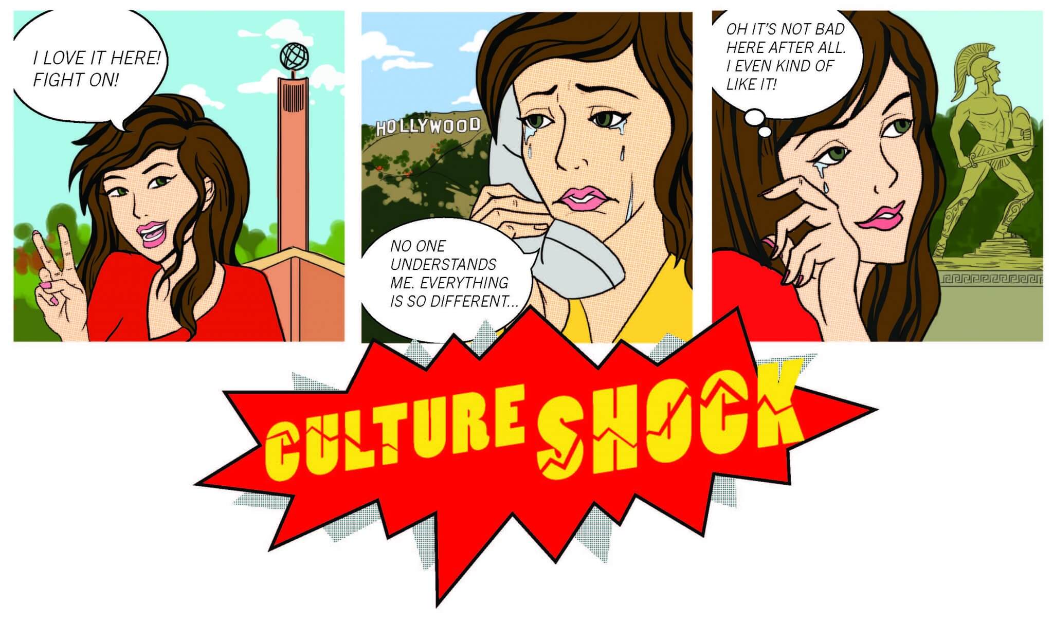 A cartoon Image of a lady expressing her happy and sad emotions